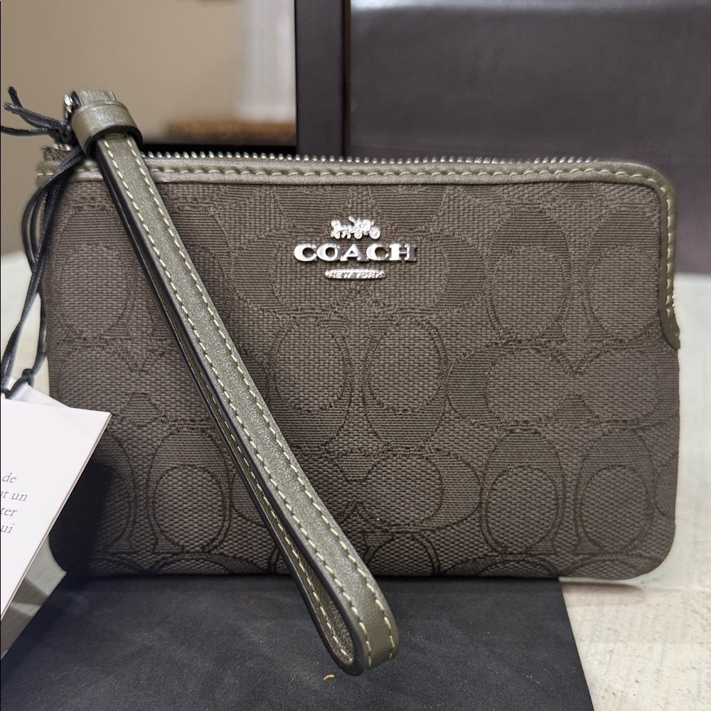 Coach Signature Jacquard Wristlet